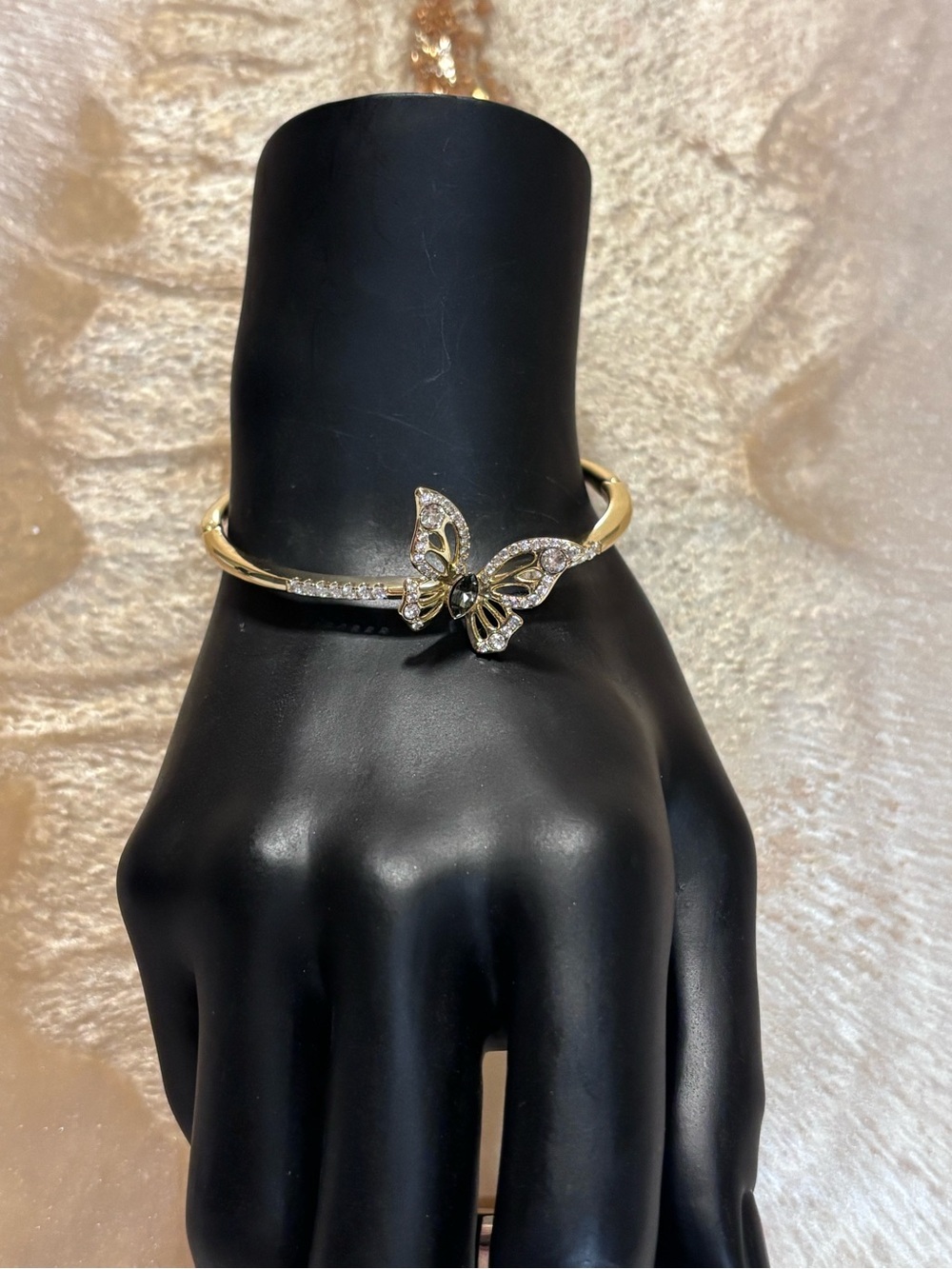 Delicate Gold Butterfly Bangle Bracelet